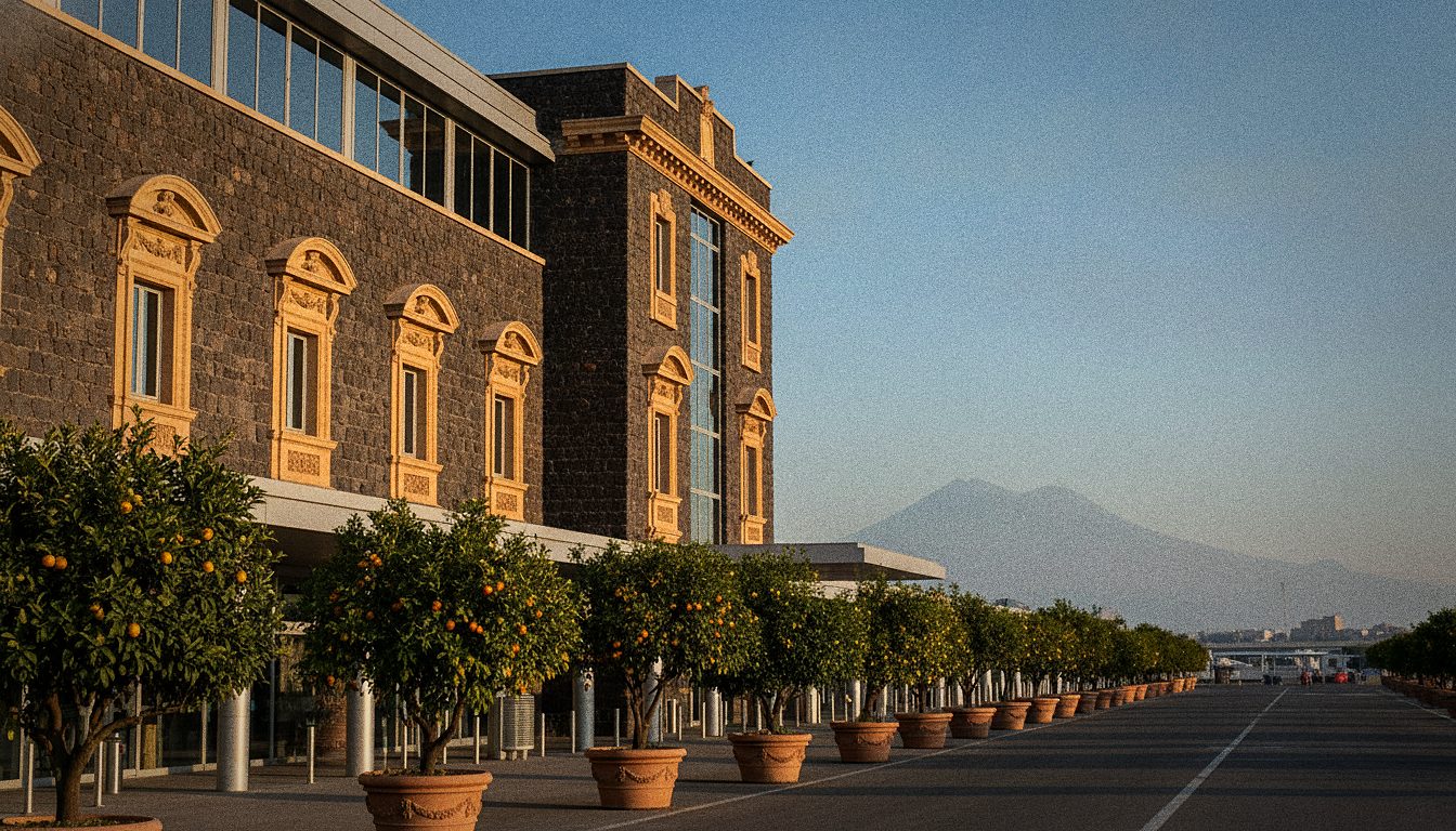 Terminalfassade des Flughafens Palermo Falcone Borsellino