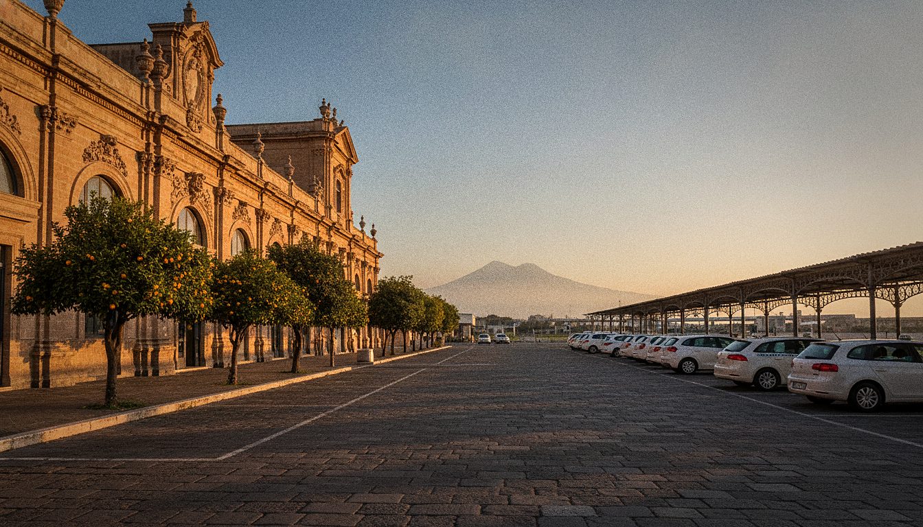 Taxistand vor dem Terminal des Flughafens Trapani